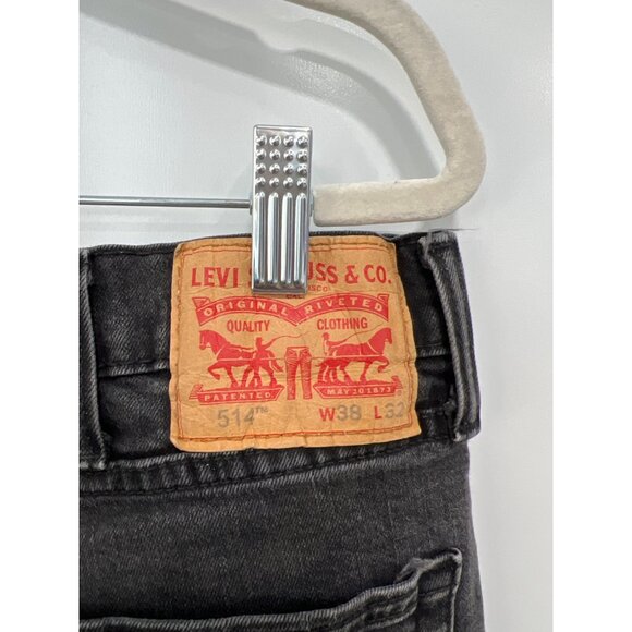 Levis 514 Straight Fit Jeans Size 38 x 32 Black Medium Wash Denim Classic Style - Picture 3 of 11